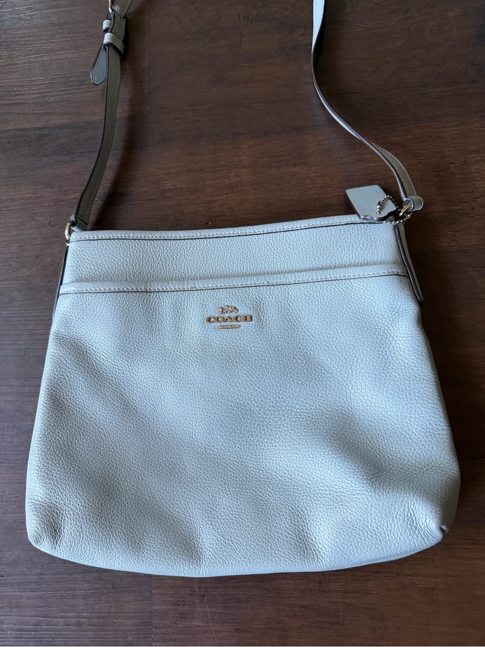 COACH Kitt  Crossgrain Leather Messenger Crossbody Sage/Blue